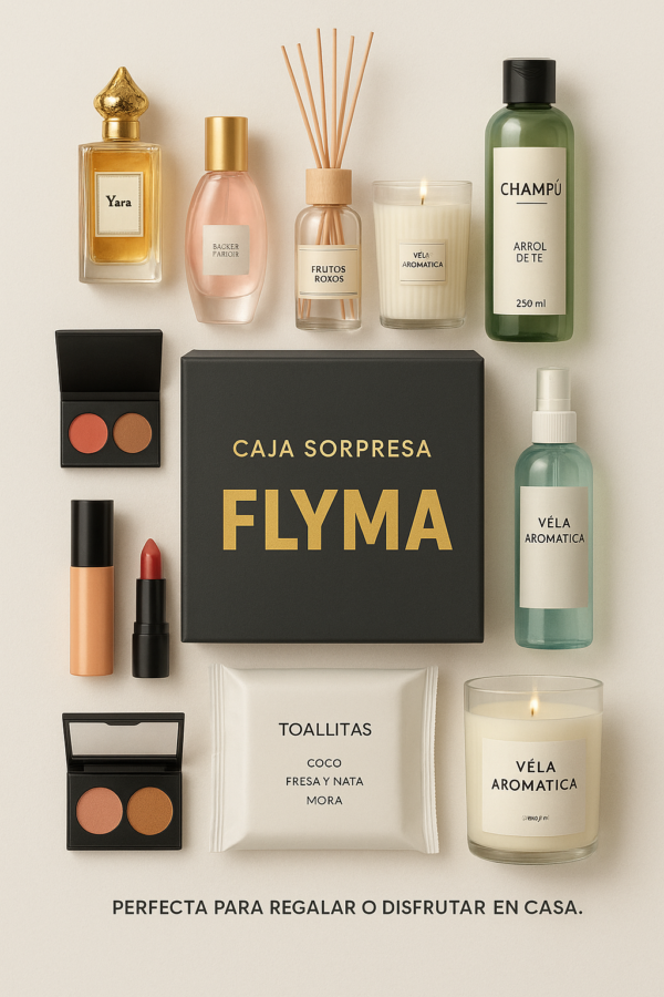 Caja sorpresa “flyma” - 10 artículos de belleza y aromas