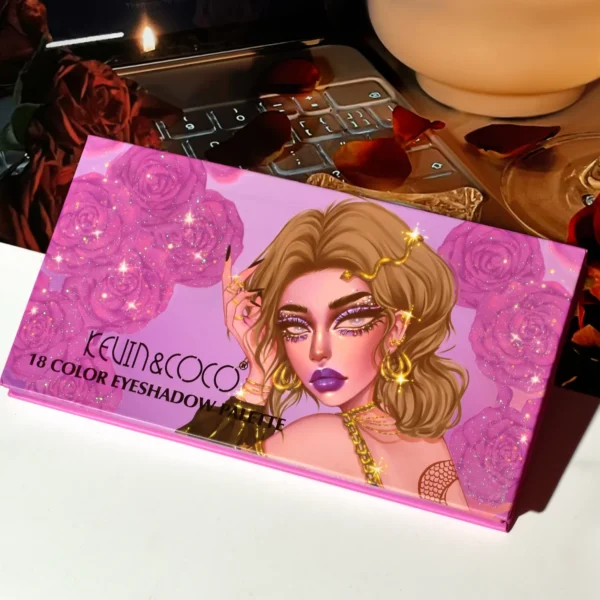 Paleta de sombras de ojos Glamour Roses de 18 colores Kevin&Coco